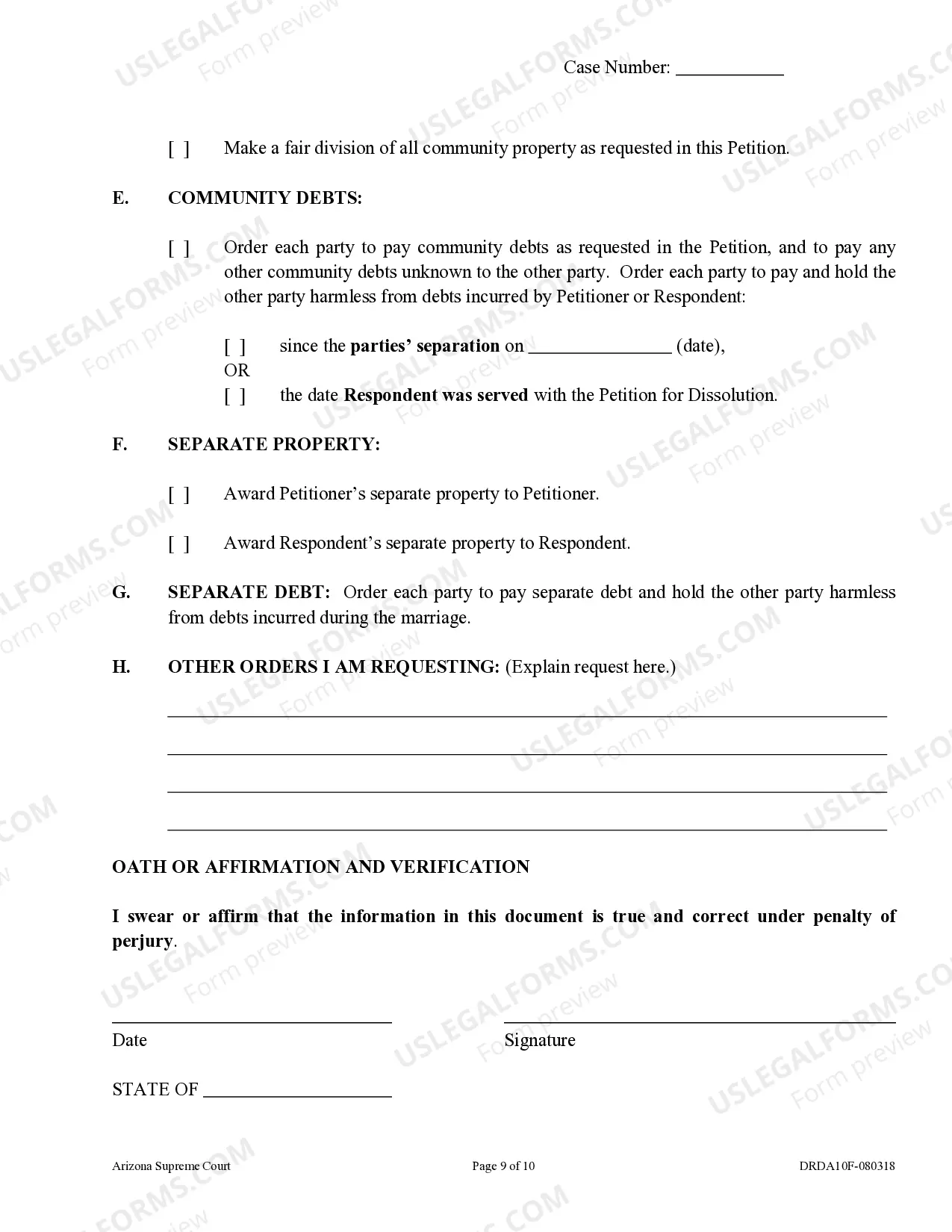 Preview Petition for Dissolution of Marriage - Divorce for People with No Children or Adult Children