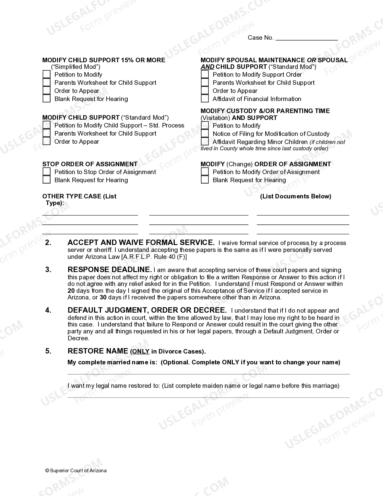 Preview Acceptance of Service