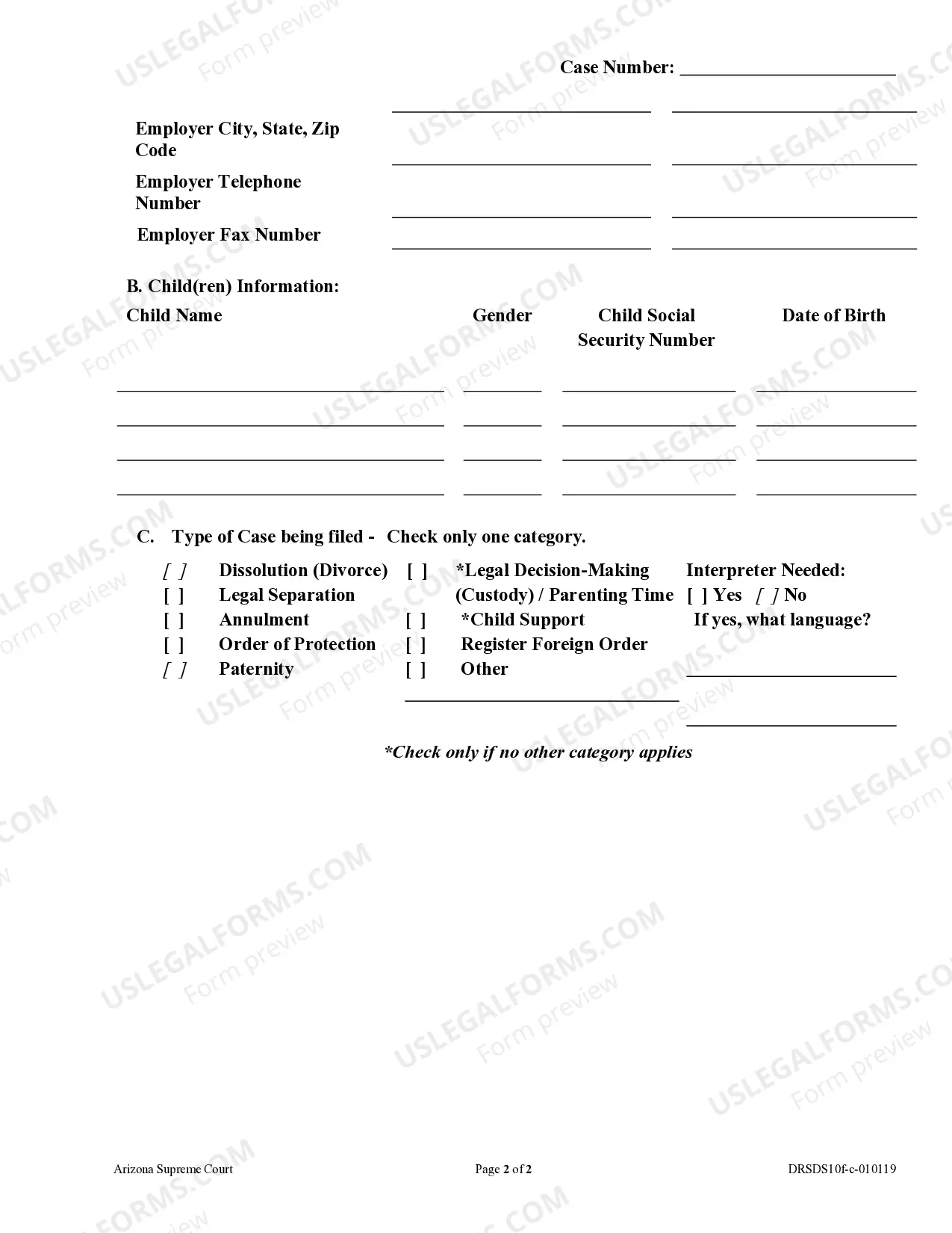 Preview Family Court Cover Sheet