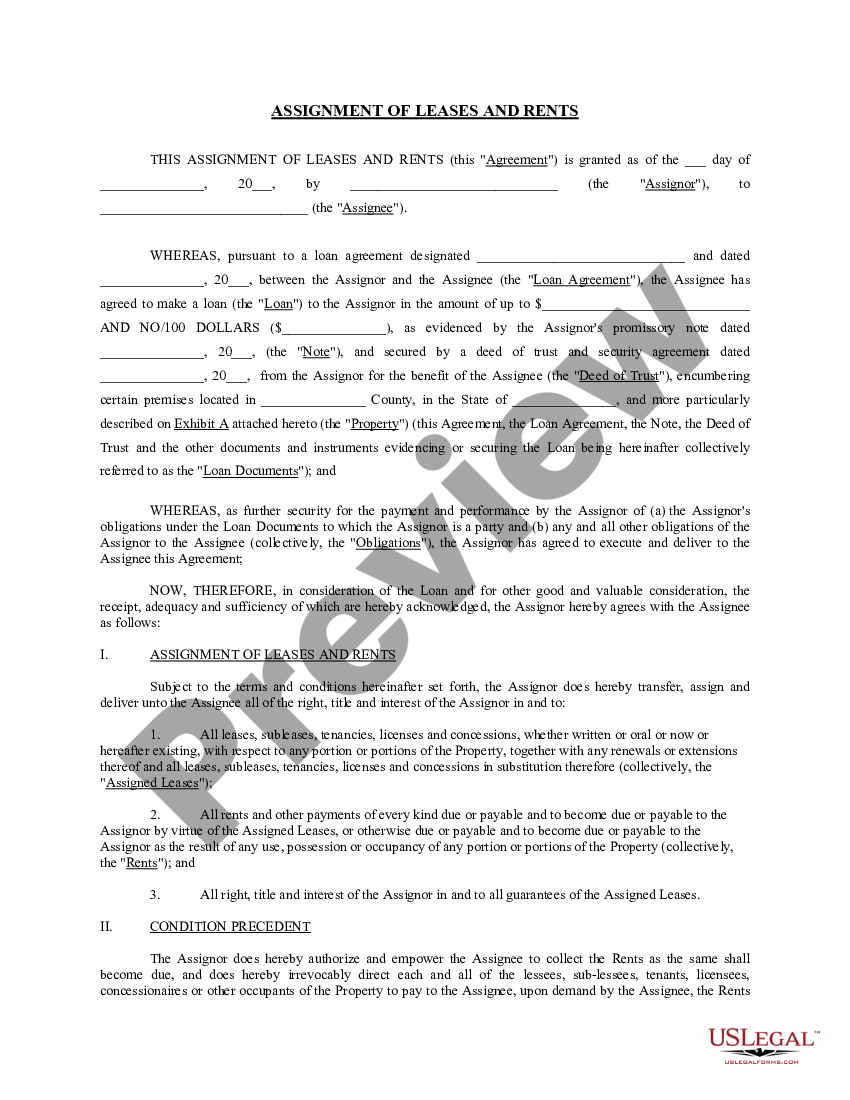 deed of trust assignment of leases and rents