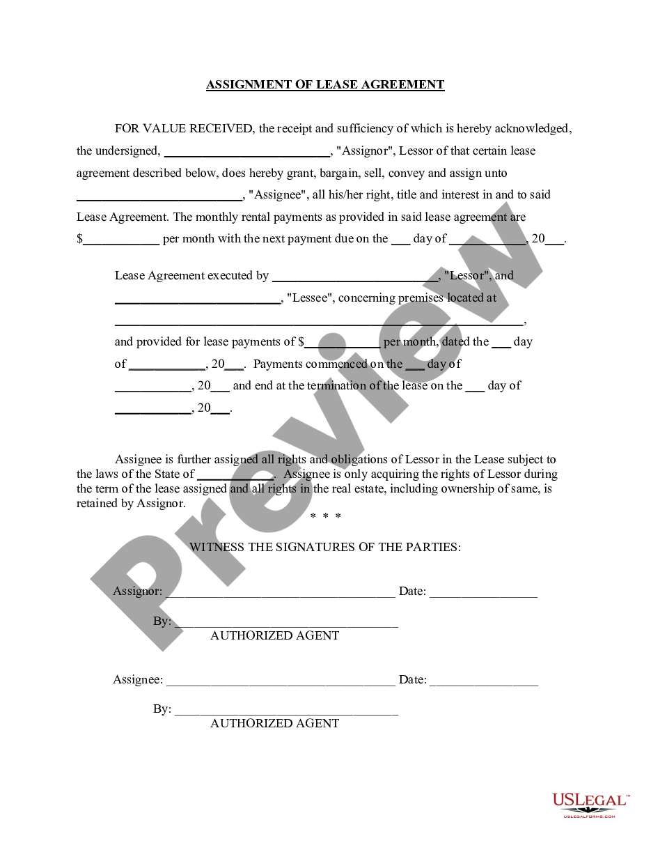 notice of assignment of lease template