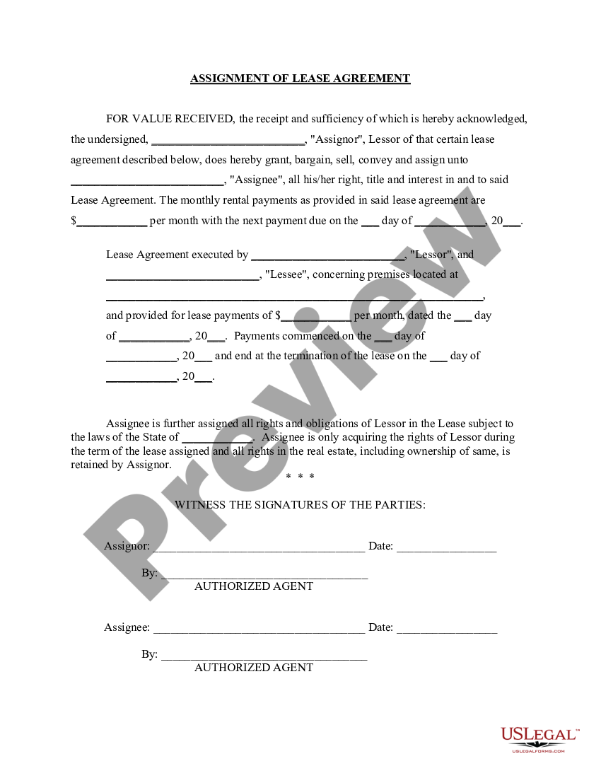 notice of assignment of lease template