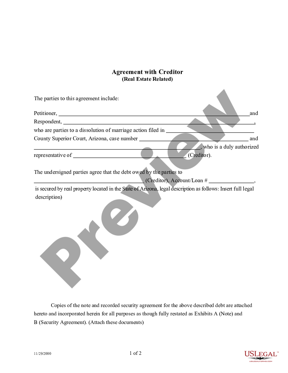 page 0 Agreement with Creditor - Real Estate Related preview