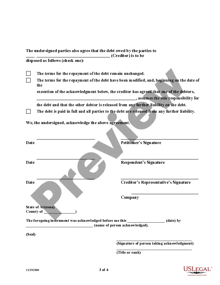 Preview Agreement with Creditor - Real Estate Related