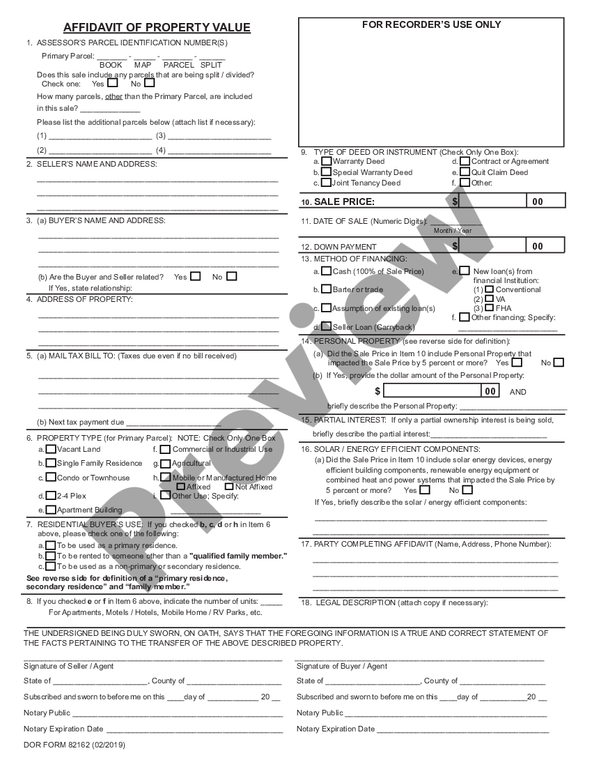 Arizona Affidavit Of Property Value Us Legal Forms