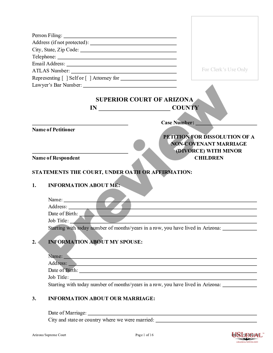 page 0 Petition for Dissolution of Marriage with Children - Divorce preview