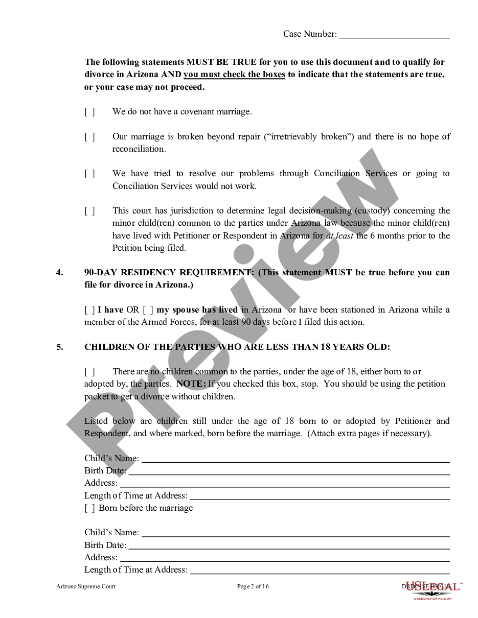 page 1 Petition for Dissolution of Marriage with Children - Divorce preview
