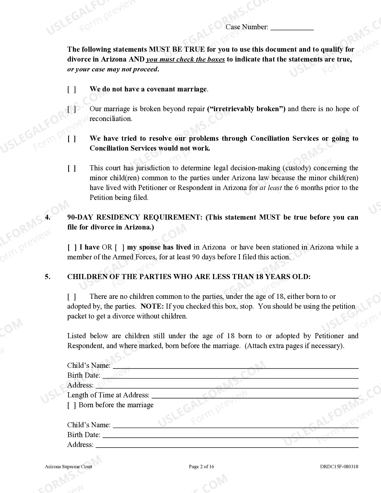 Preview Petition for Dissolution of Marriage with Children