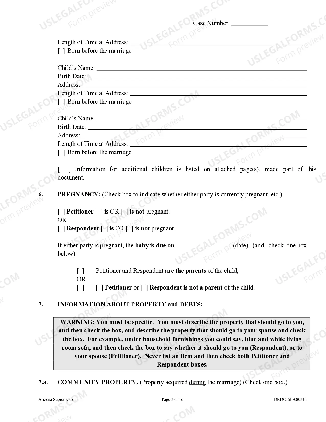 Preview Petition for Dissolution of Marriage with Children