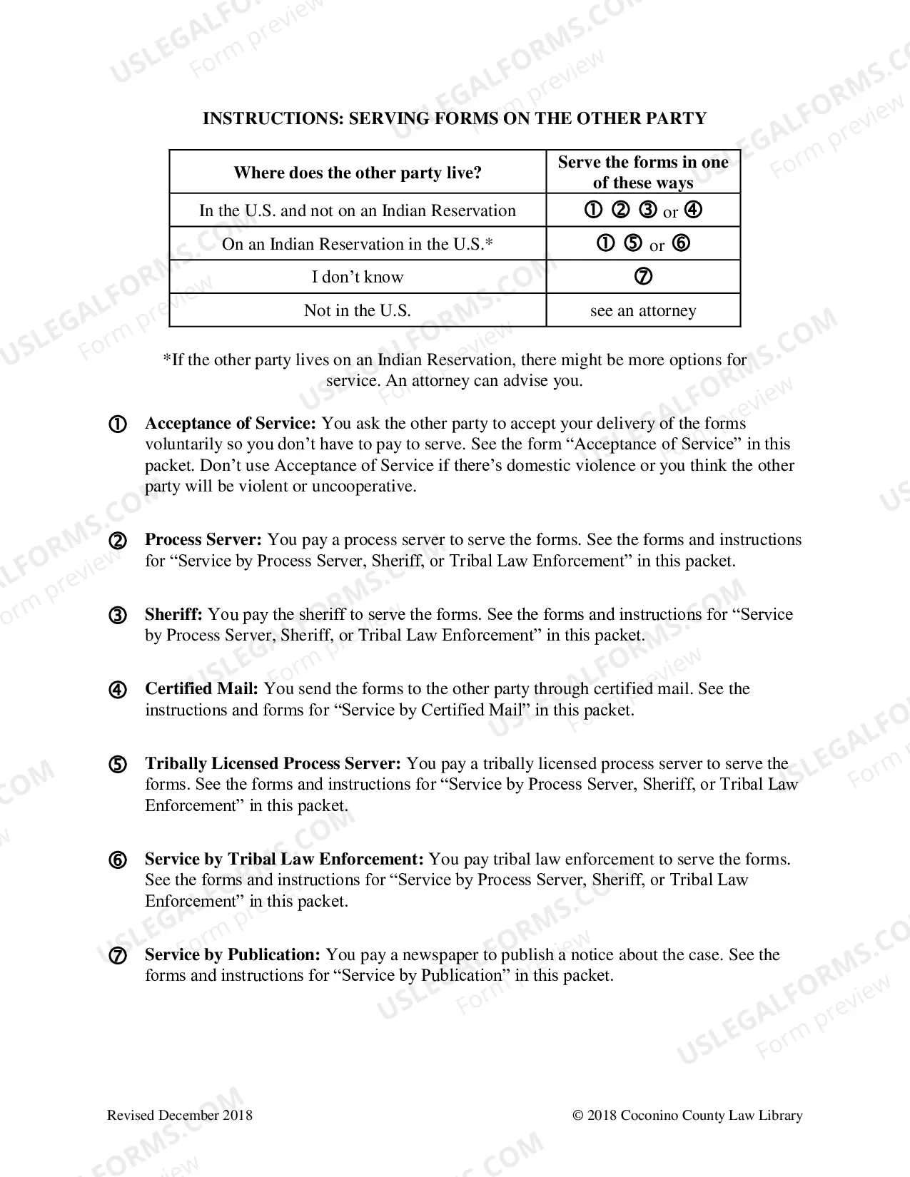 Preview Serving Papers on the Other Party Packet
