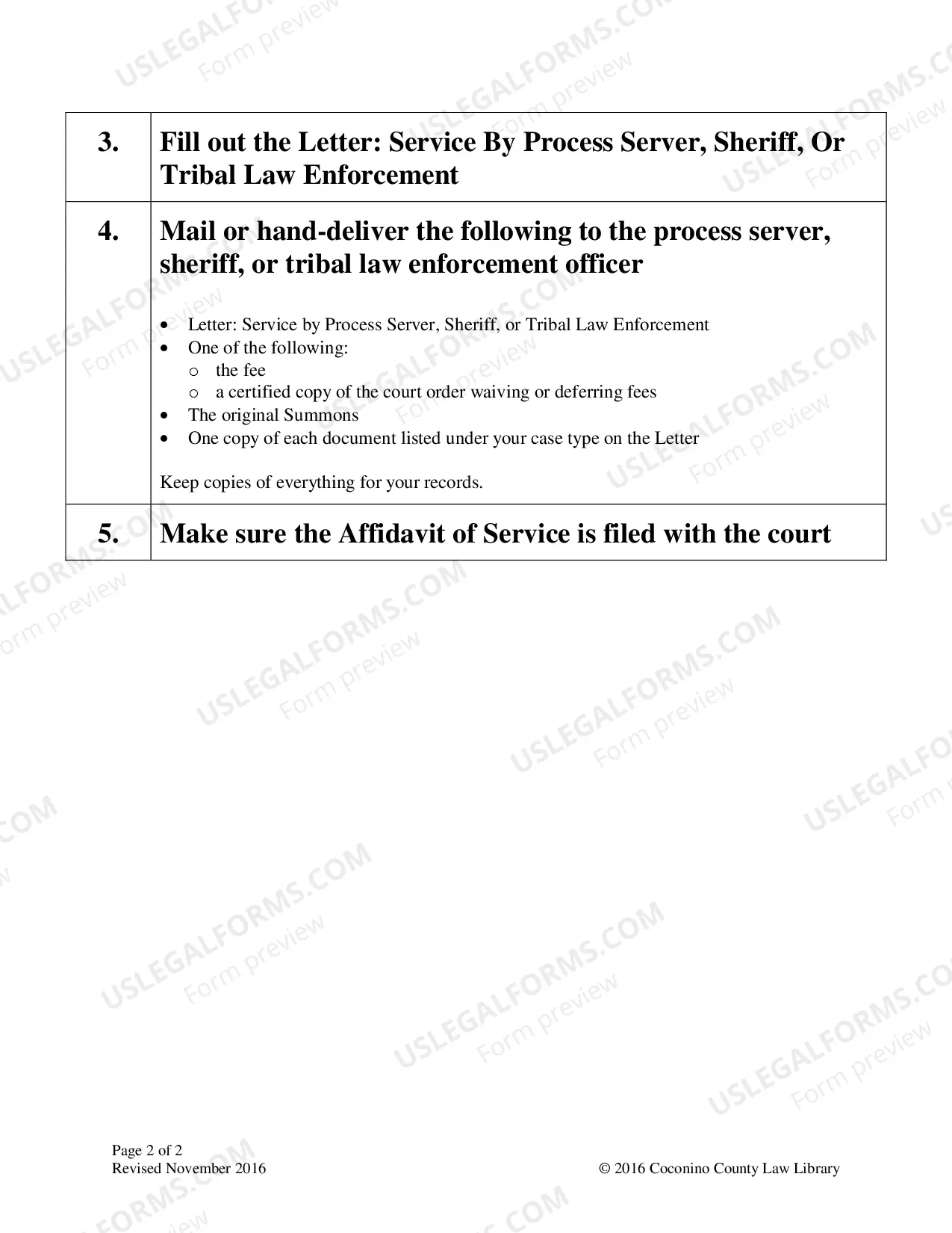 Preview Serving Papers on the Other Party Packet