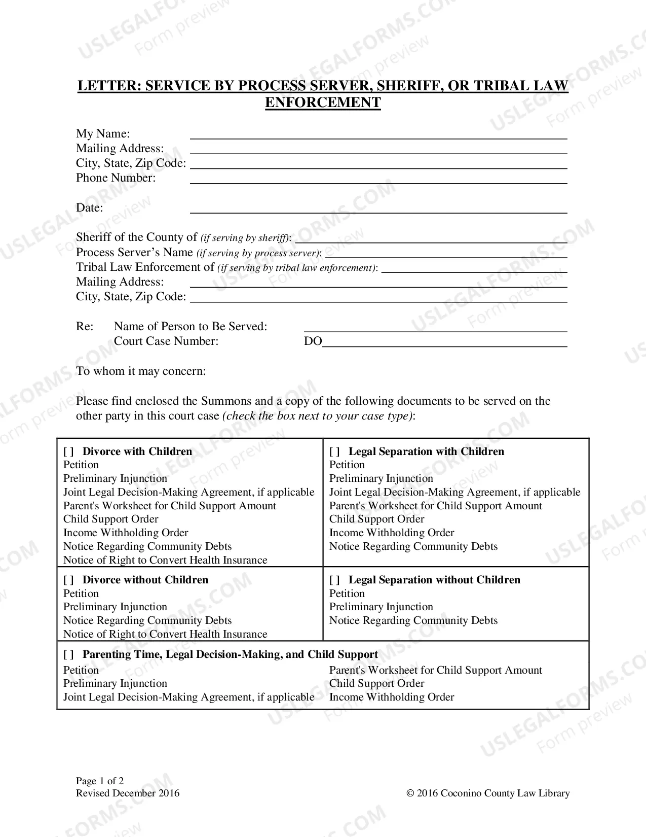 Preview Serving Papers on the Other Party Packet