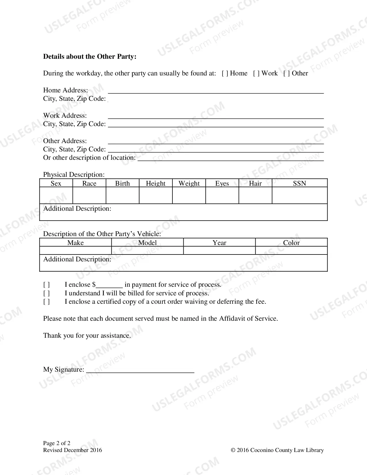Preview Serving Papers on the Other Party Packet