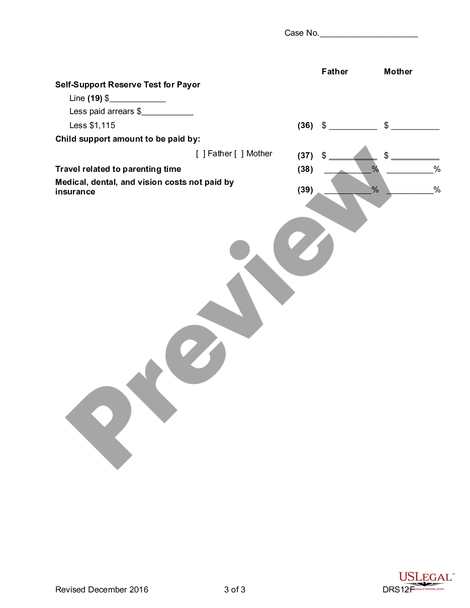 page 2 Parents' Worksheet for Child Support Amount preview