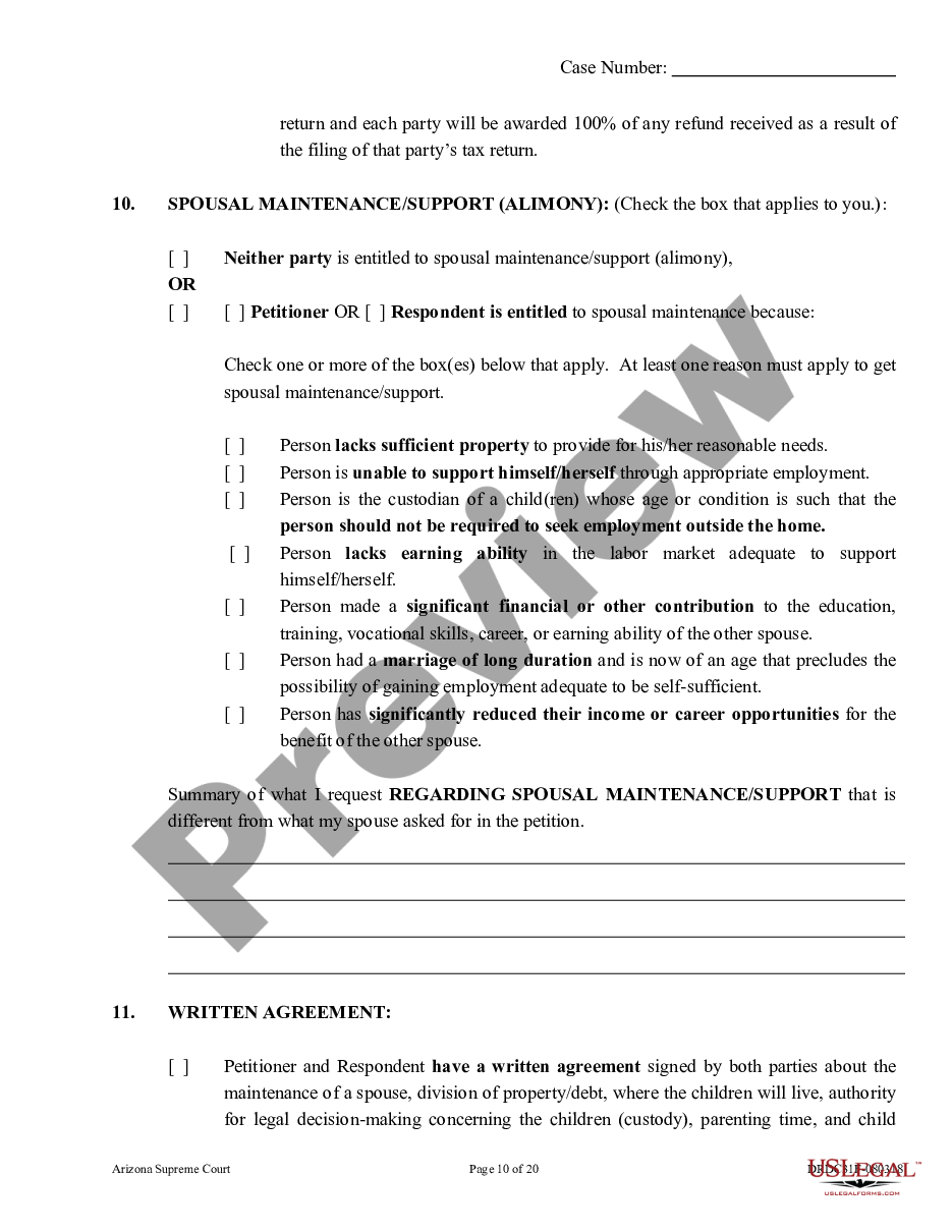 page 9 Response to Dissolution of Marriage - With Children - Non-Covenant preview