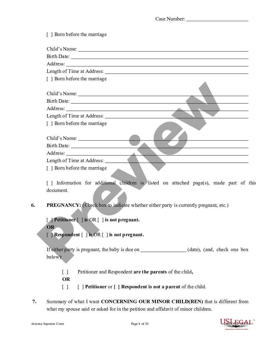 page 3 Response to Dissolution of Marriage - With Children - Non-Covenant preview