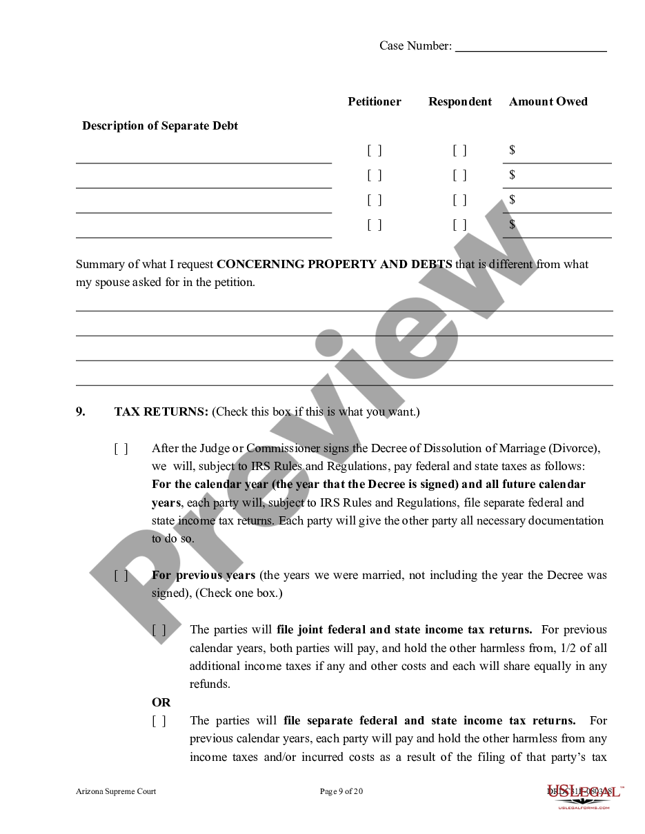 page 8 Response to Dissolution of Marriage - With Children - Non-Covenant preview