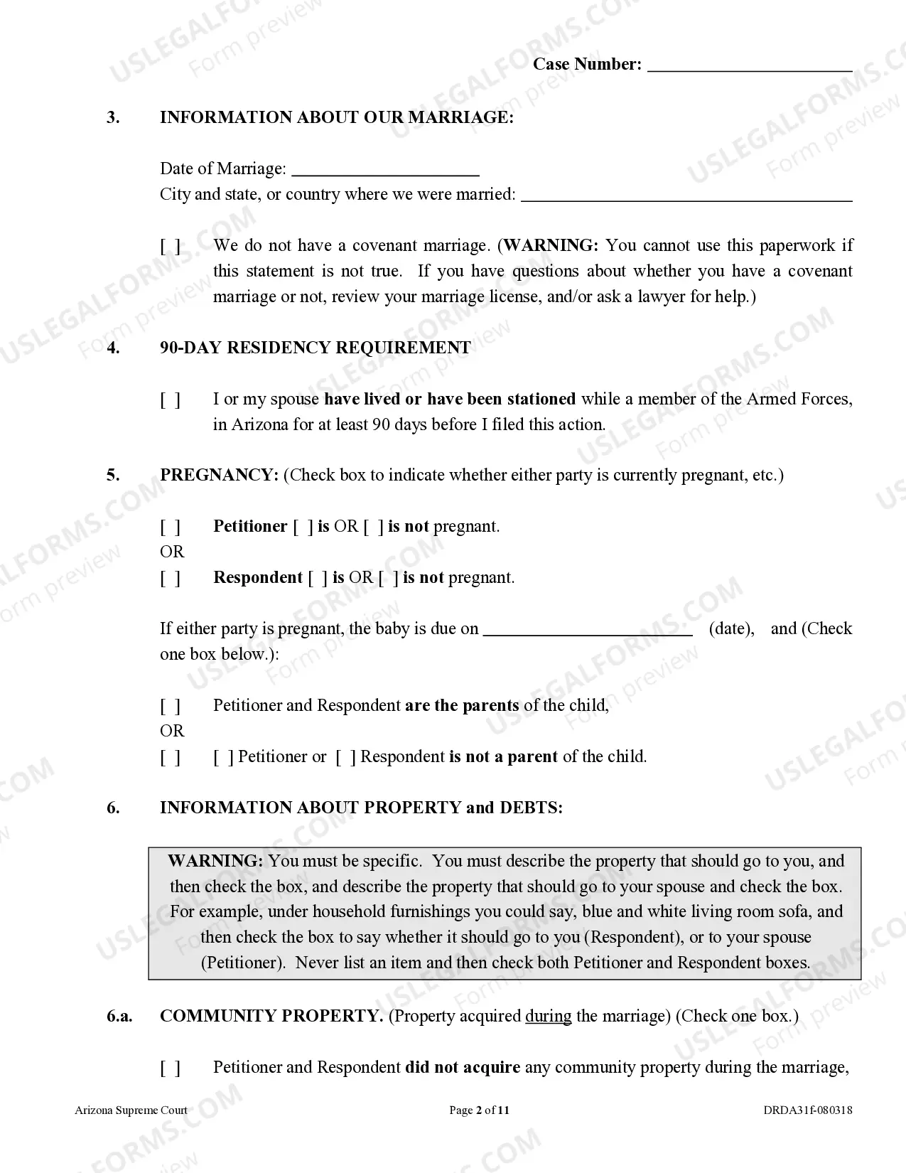 Preview Response to Dissolution of Marriage - With Children - Non-Covenant