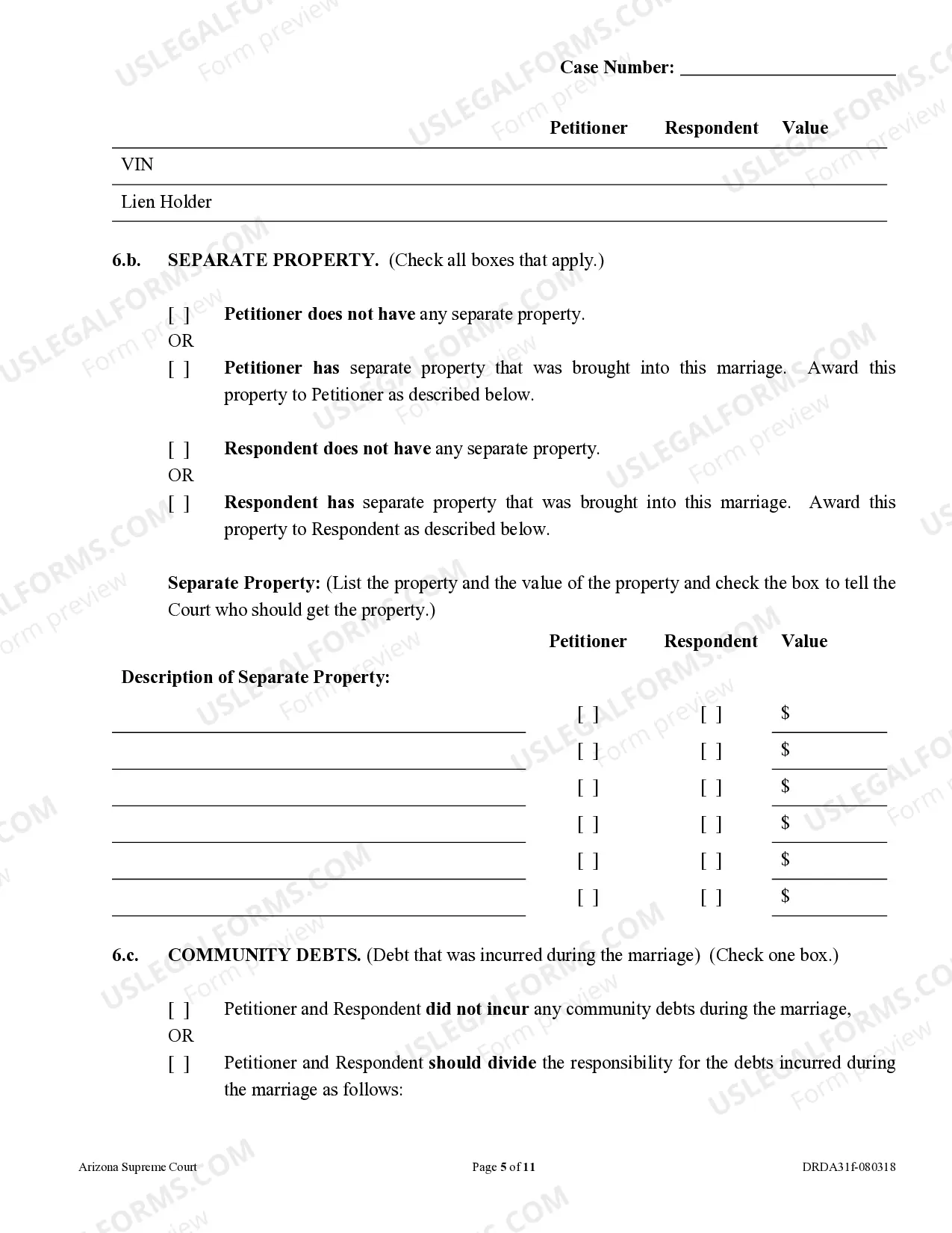 Preview Response to Dissolution of Marriage - With Children - Non-Covenant