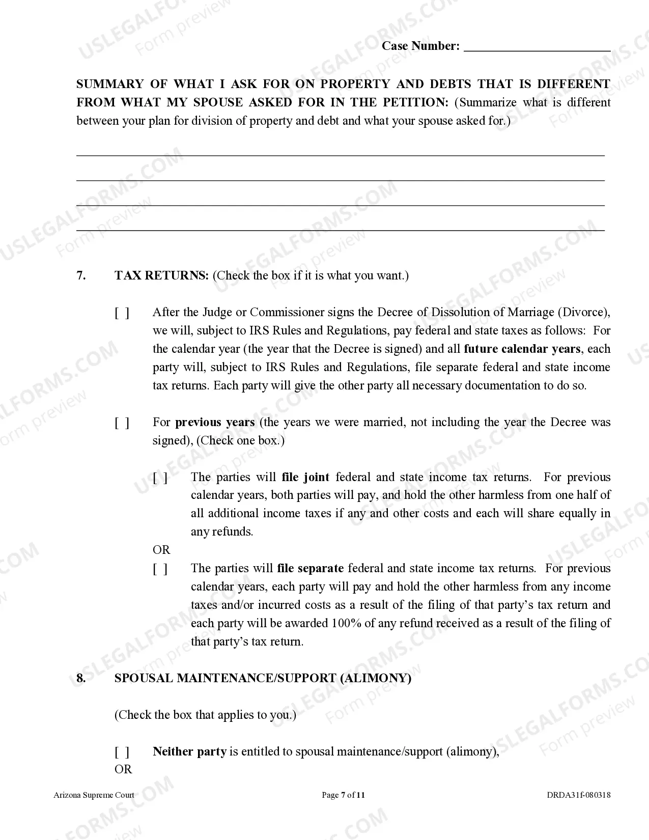 Preview Response to Dissolution of Marriage - With Children - Non-Covenant