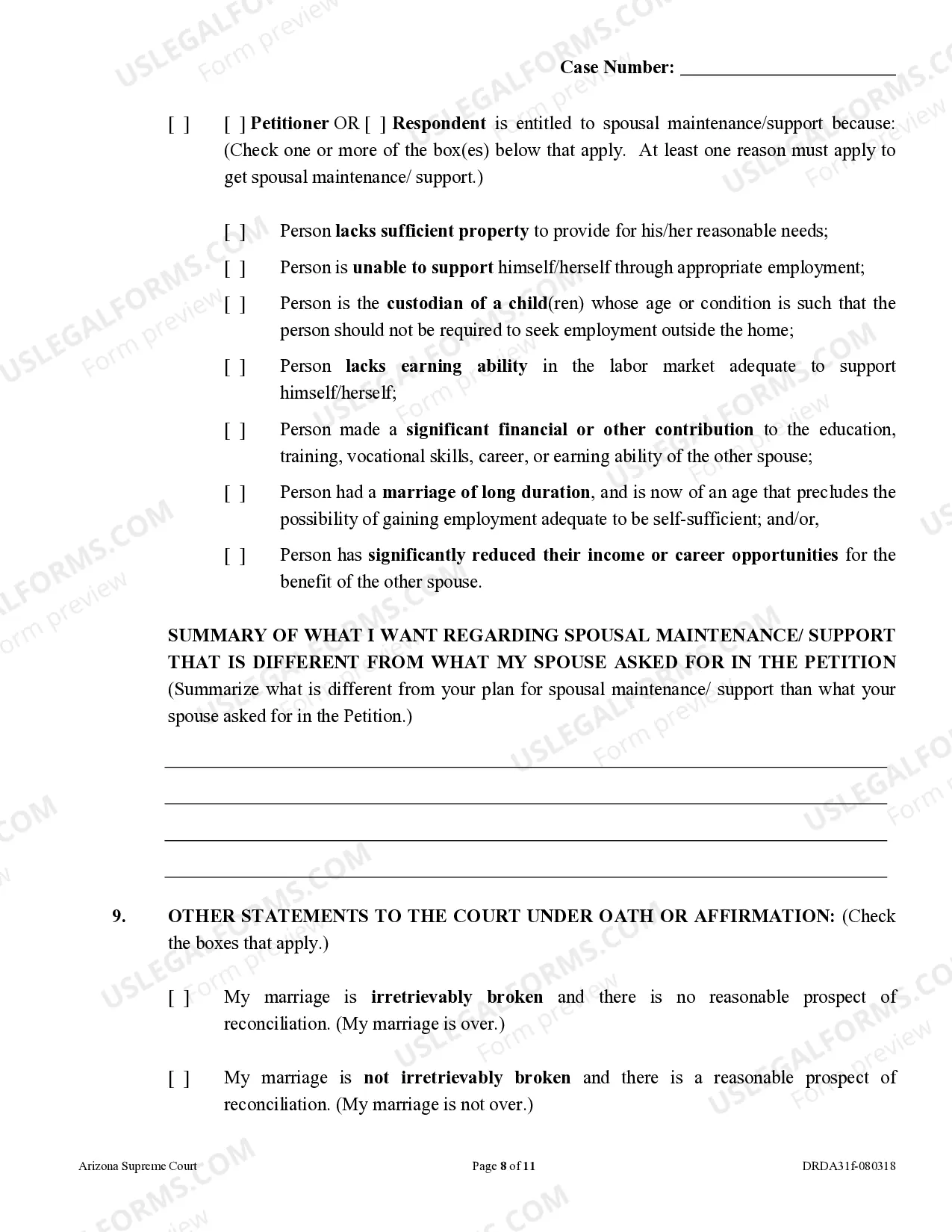 Preview Response to Dissolution of Marriage - With Children - Non-Covenant