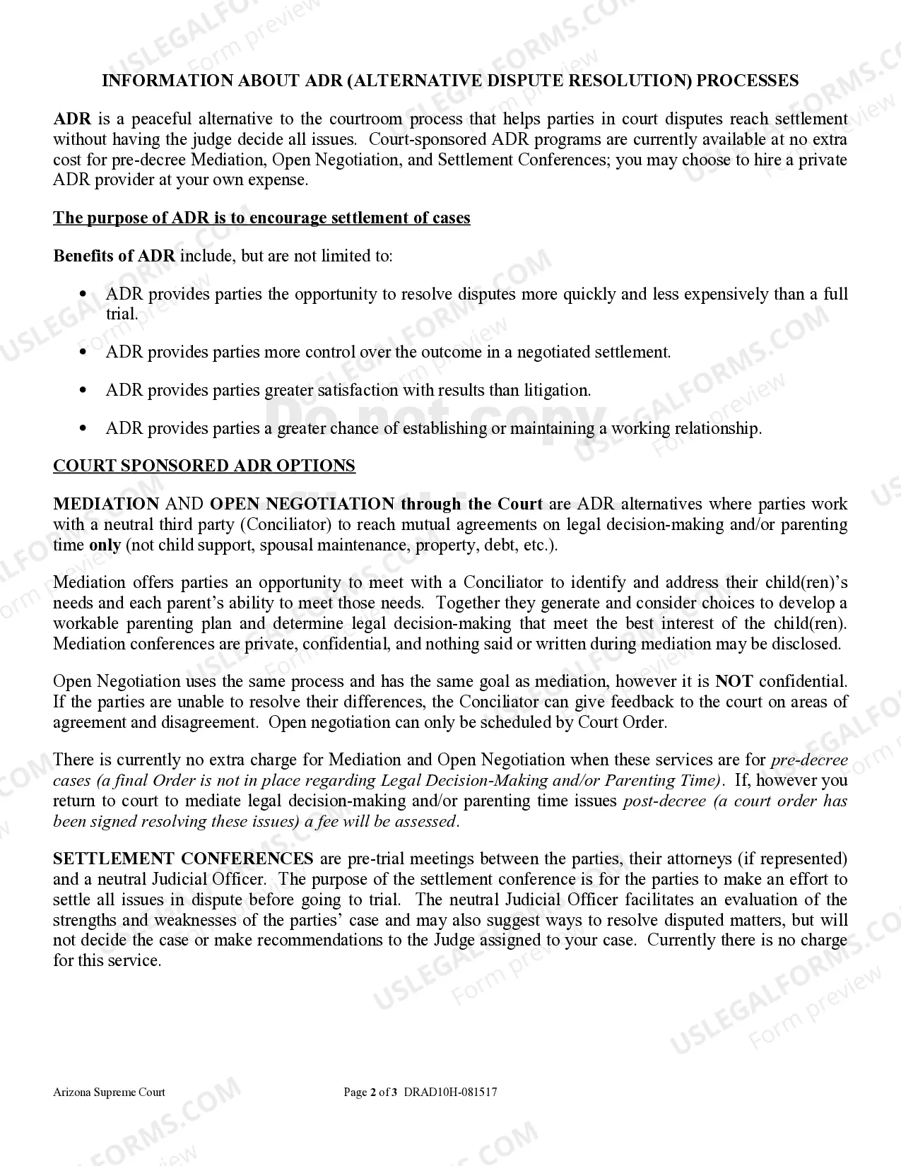 Preview Procedures - When and How to Use the ADR Statement to the Court