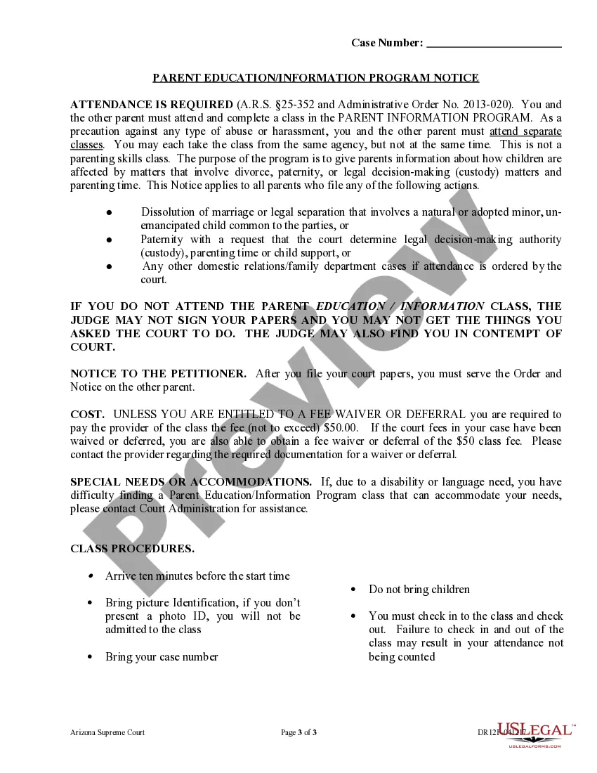 Preview Parent Information Program Order and Notice