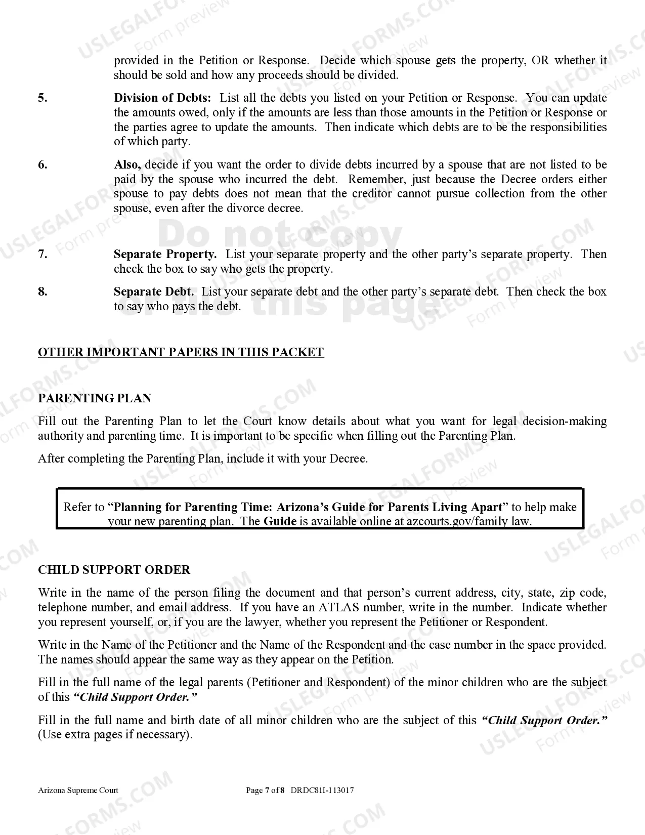 Preview Instructions - Petition for Dissolution of Marriage - Divorce With Children