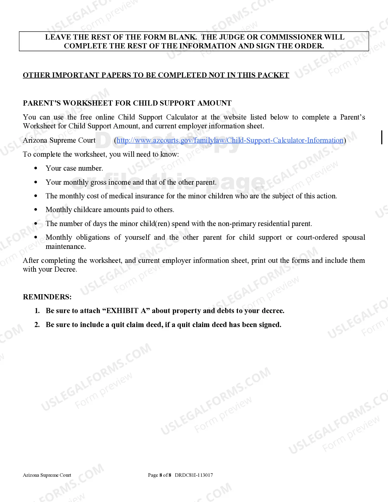 Preview Instructions - Petition for Dissolution of Marriage - Divorce With Children
