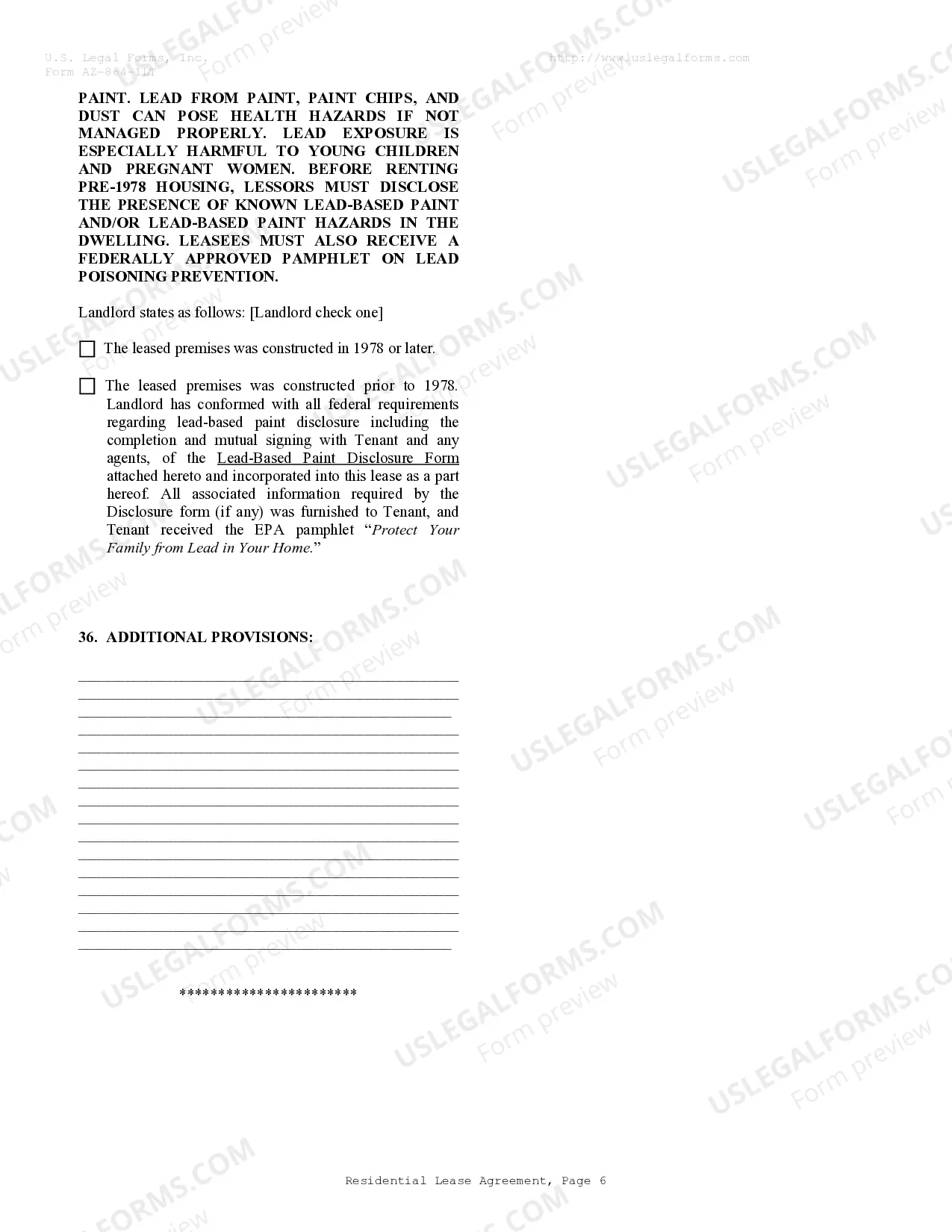 Preview Residential Lease or Rental Agreement for Month to Month