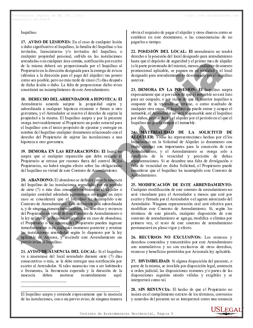 Preview Contrato de arrendamiento de alquiler residencial