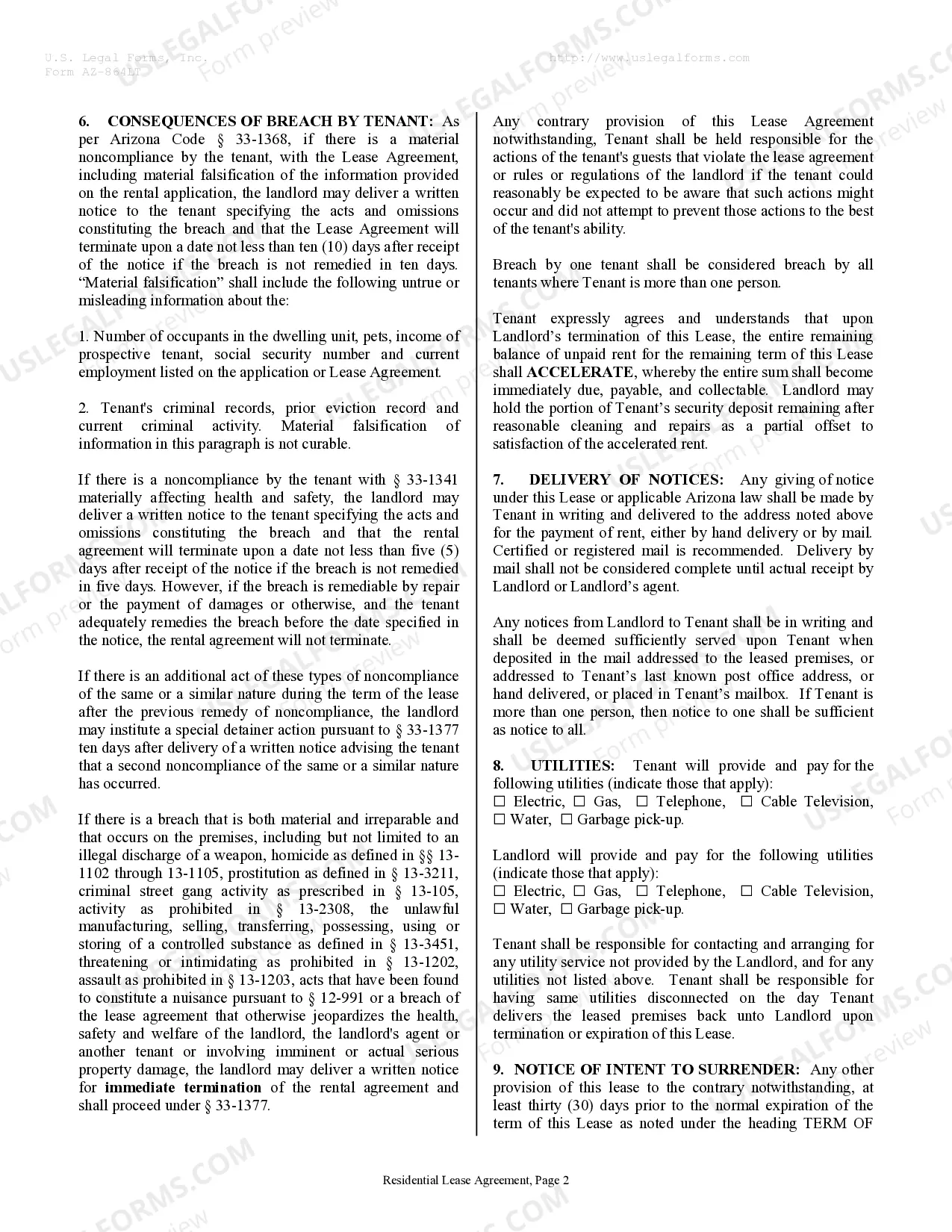 Preview Residential Rental Lease Agreement