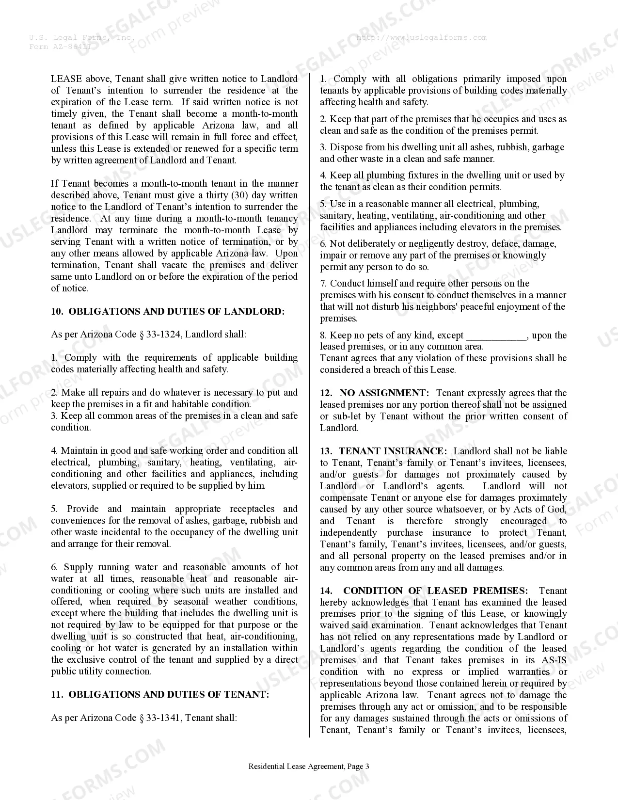 Preview Residential Rental Lease Agreement