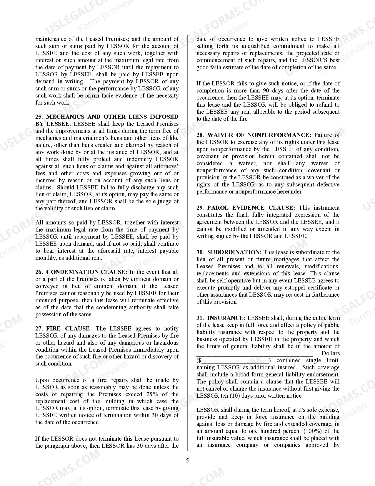 Preview Commercial Building or Space Lease