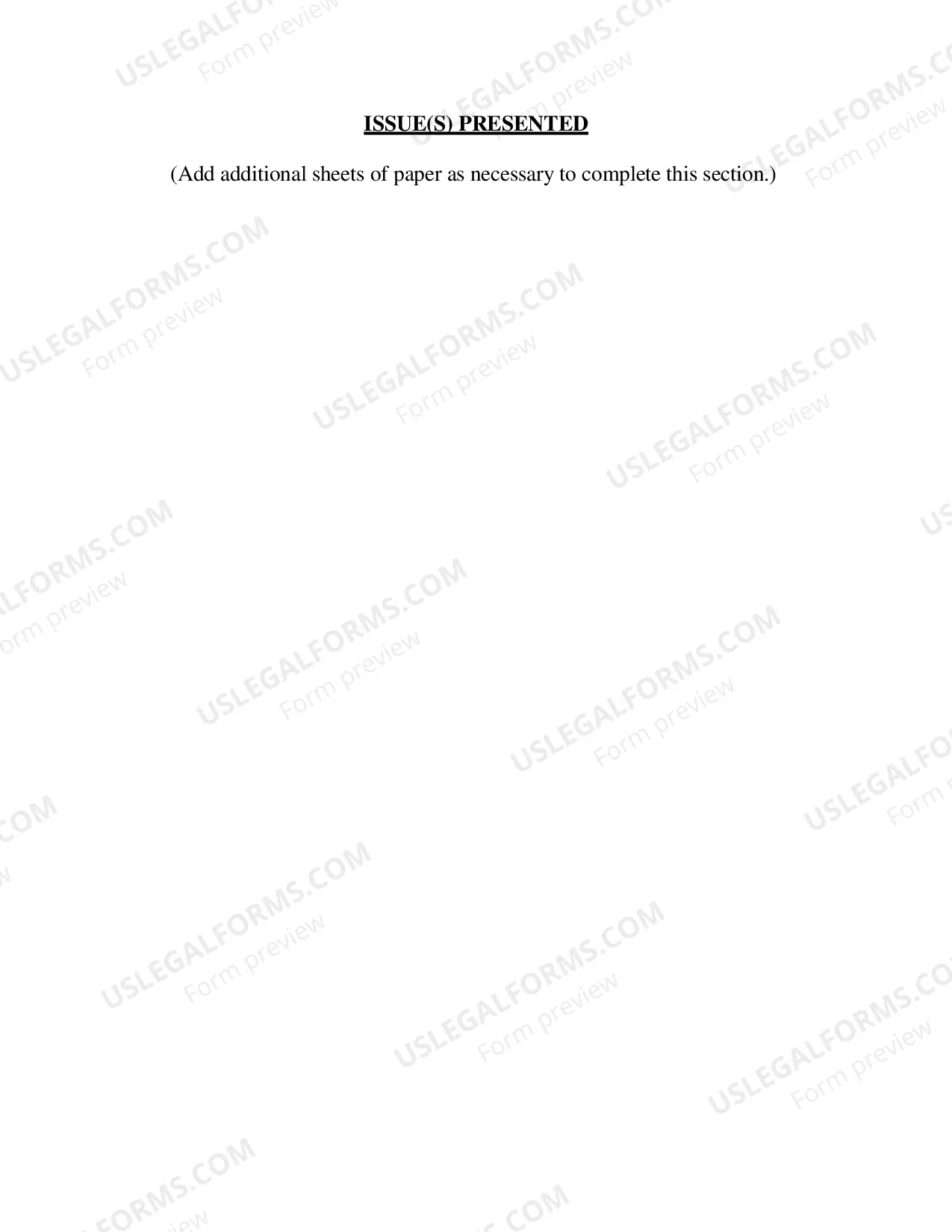 Preview Form of Brief