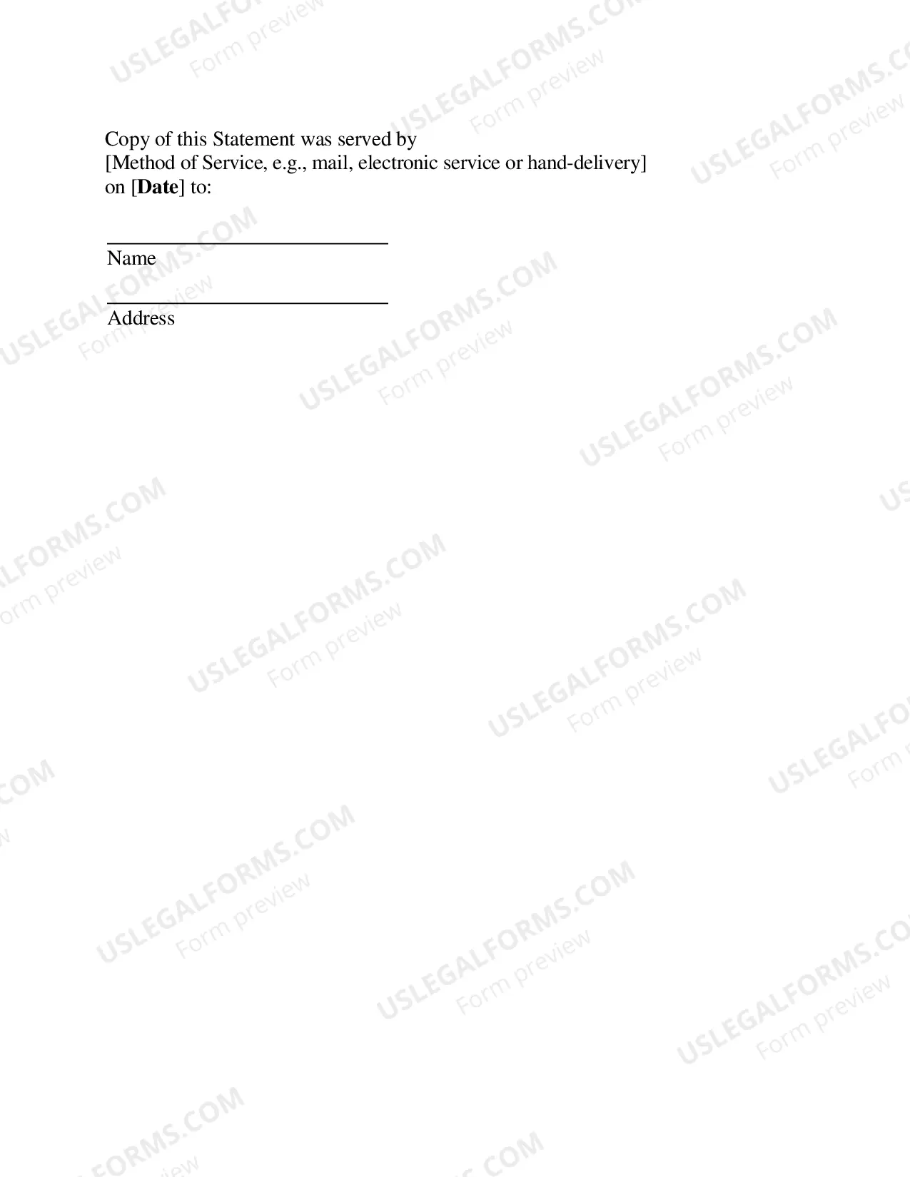 Preview Statement of Costs