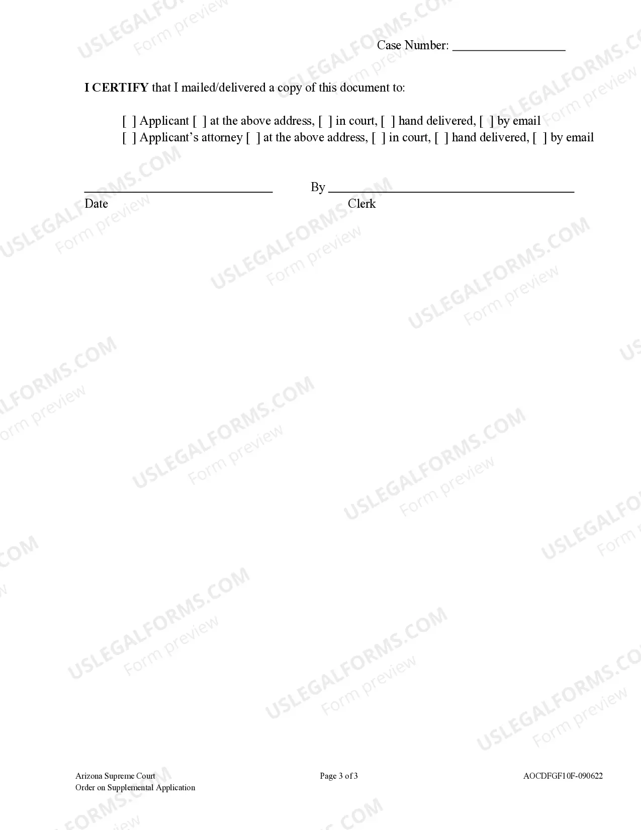 Preview Order on Supplemental Application (Without Hearing)