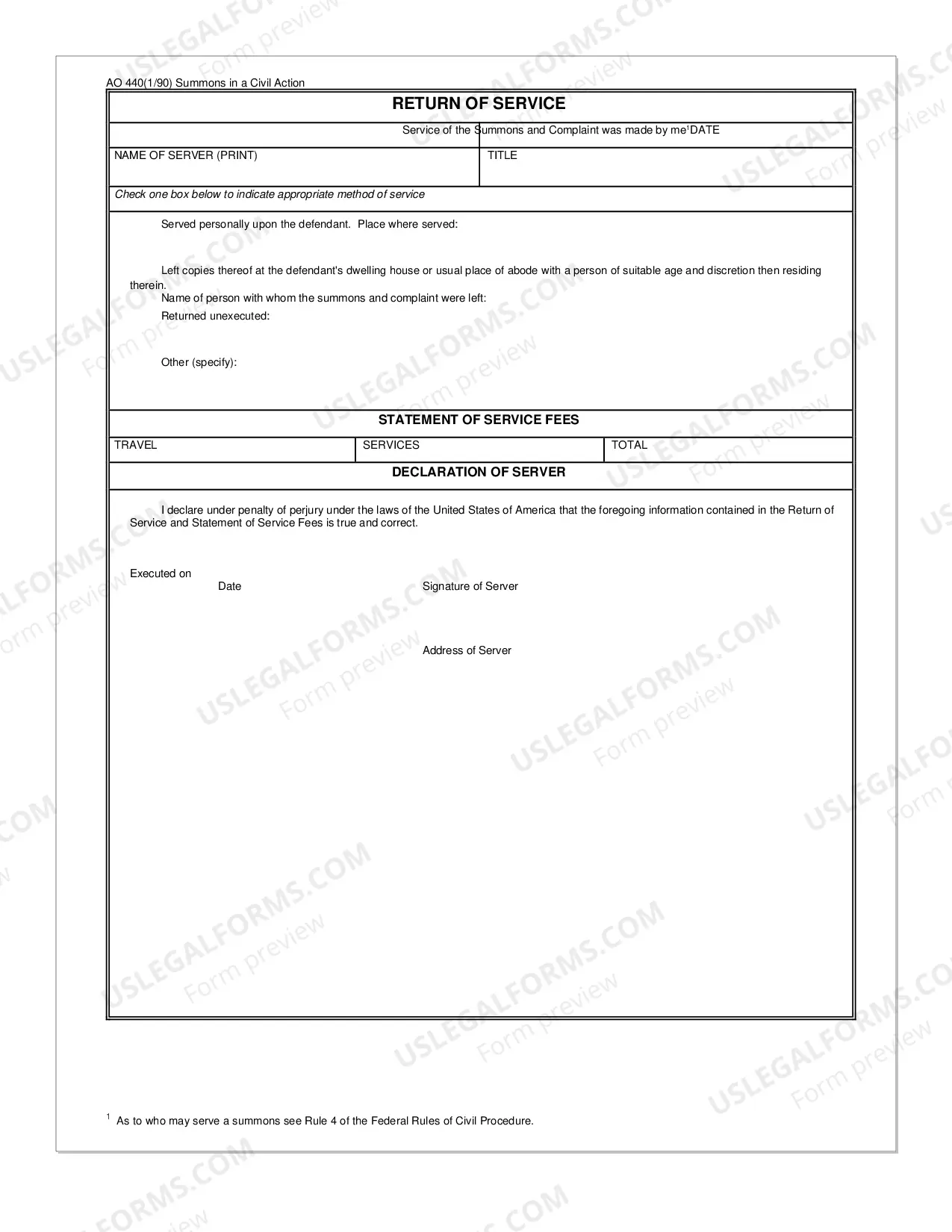 Preview Summons in a Civil Action
