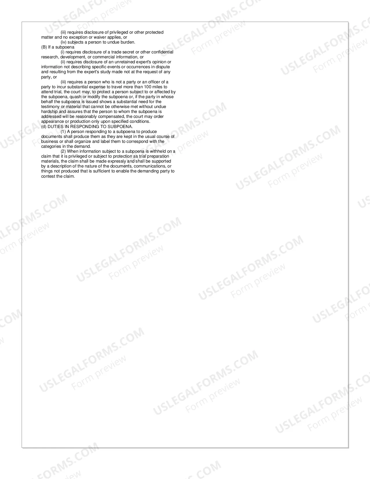 Preview Subpoena in a Civil Case