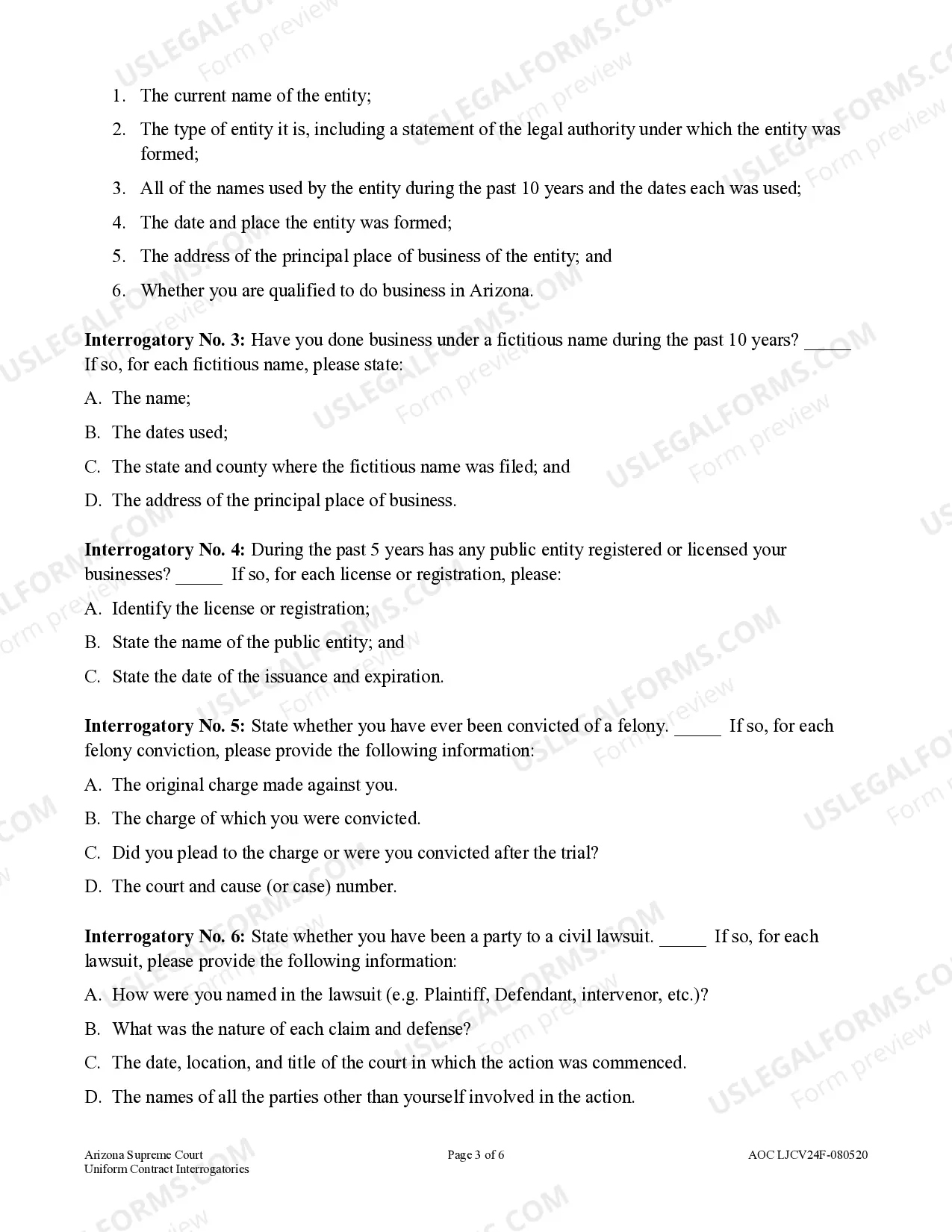 Preview Civil Uniform Contract Interrogatories - Limited Jurisdiction Court - Claims up to $10,000