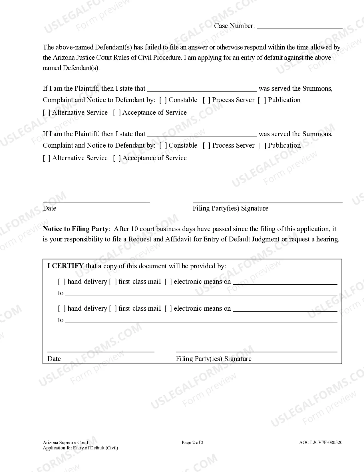 Preview Civil Application for Entry of Default - Limited Jurisdiction Court - Claims up to $10,000