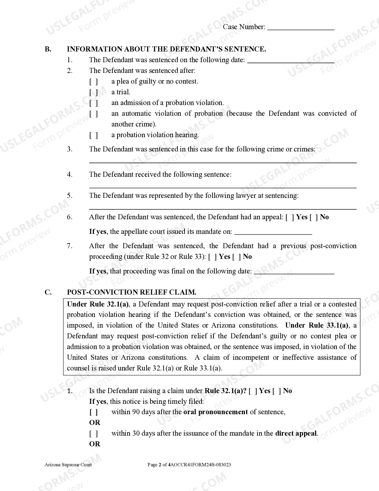 Preview Notice Requesting Post-Conviction Relief