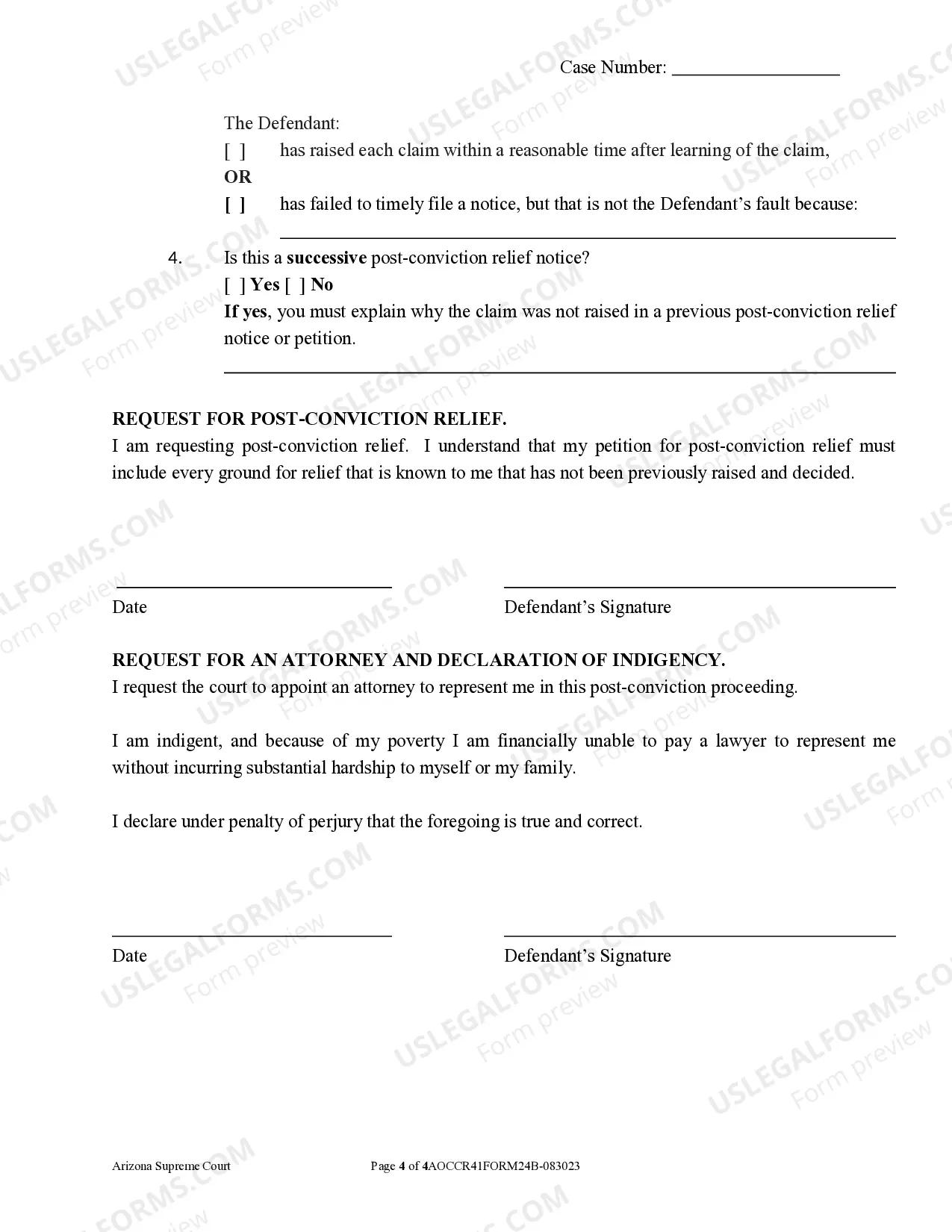 Preview Notice Requesting Post-Conviction Relief
