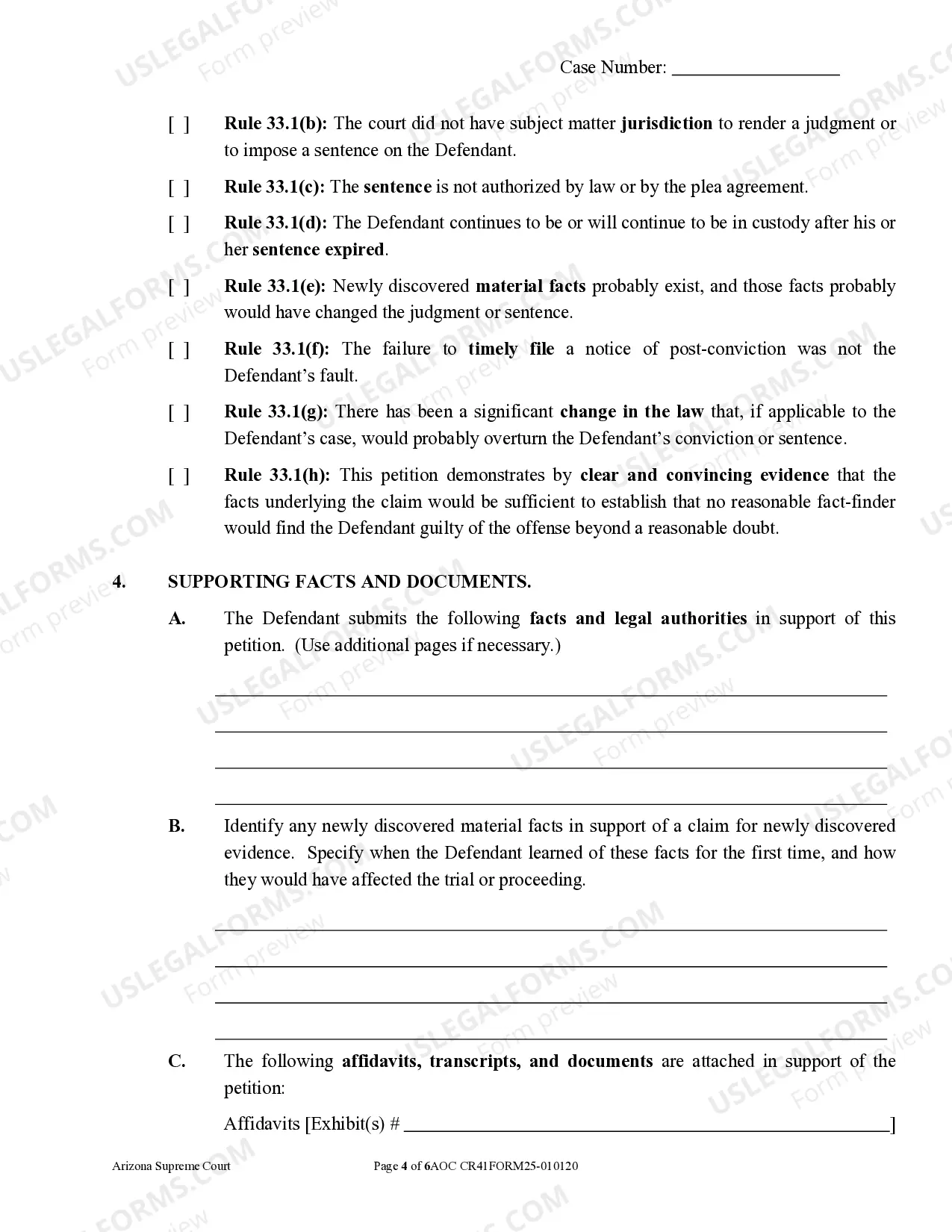 Preview Petition for Post-Conviction Relief under Rule 32 or Rule 33