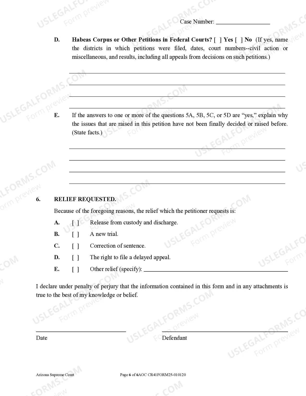 Preview Petition for Post-Conviction Relief under Rule 32 or Rule 33