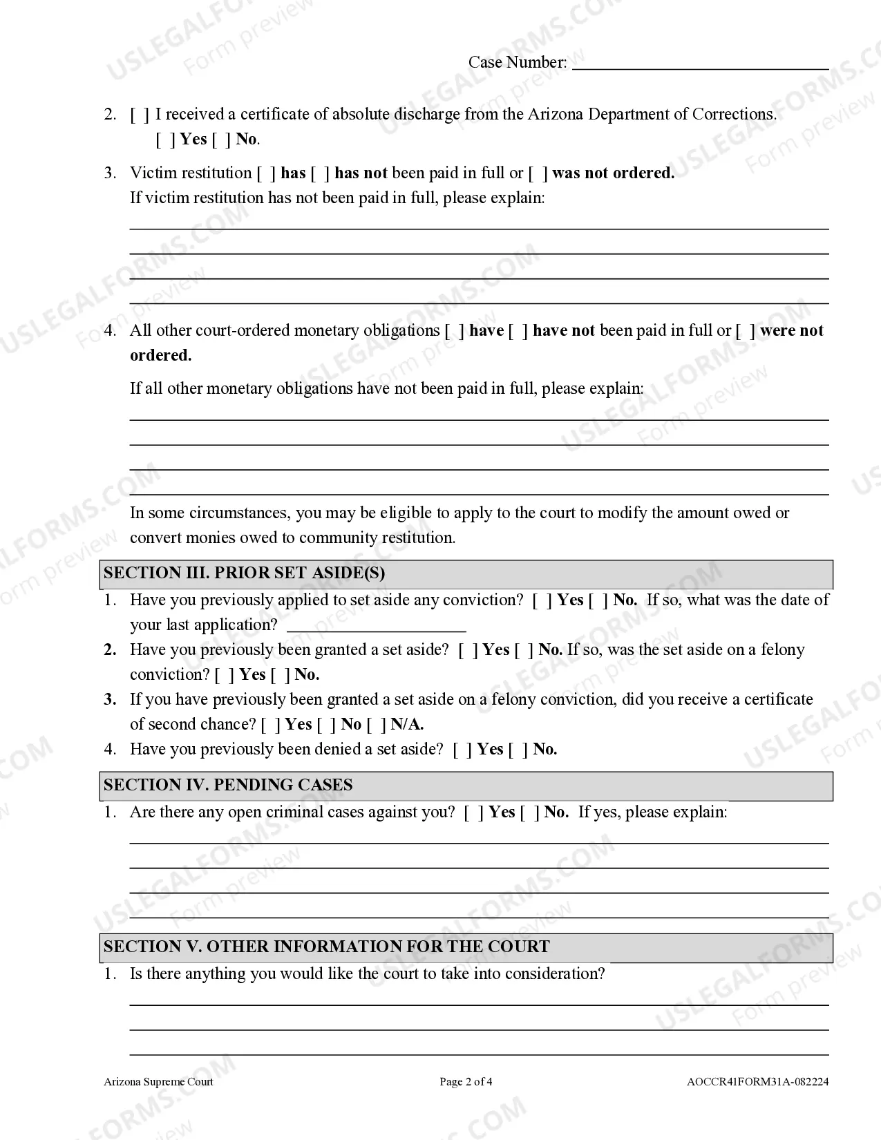 Preview Application to Set Aside Conviction