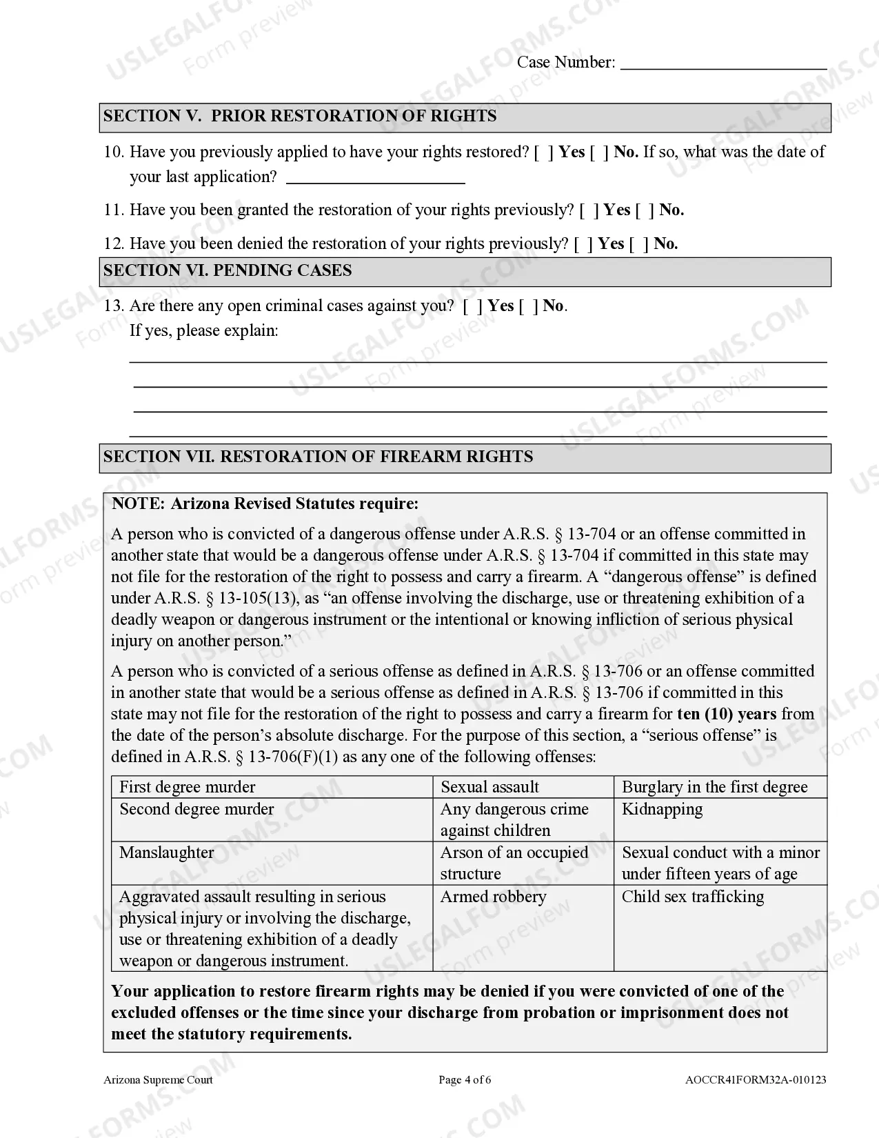 Preview Application to Restore Civil Rights and Firearm Rights