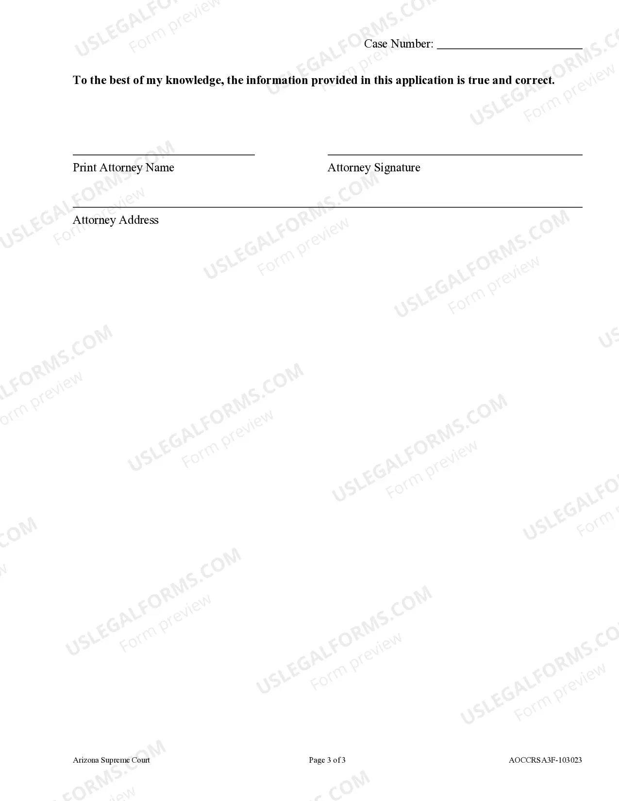 Preview Application for Certificate of Second Chance