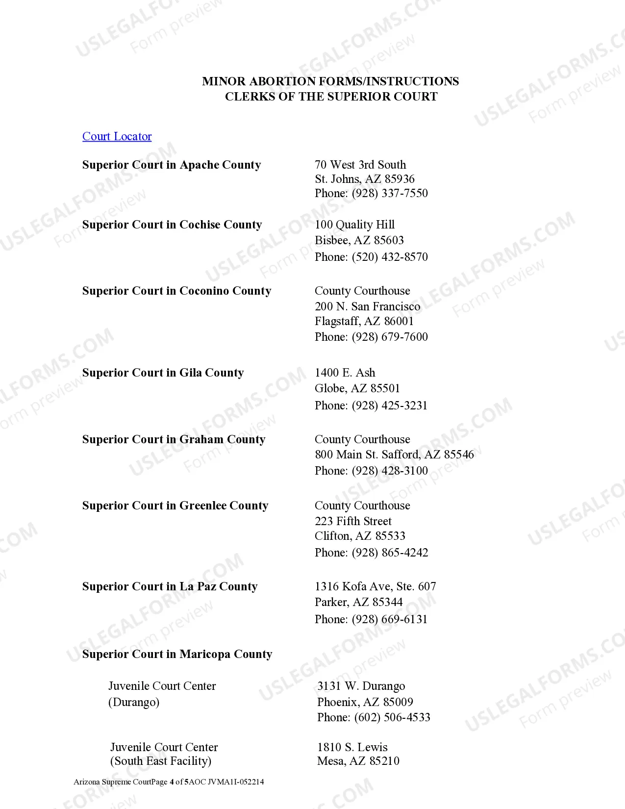 Preview Instructions for Filing Petitions for Judicial Consent to Abortions Pursuant to ARS 36-2152(B)