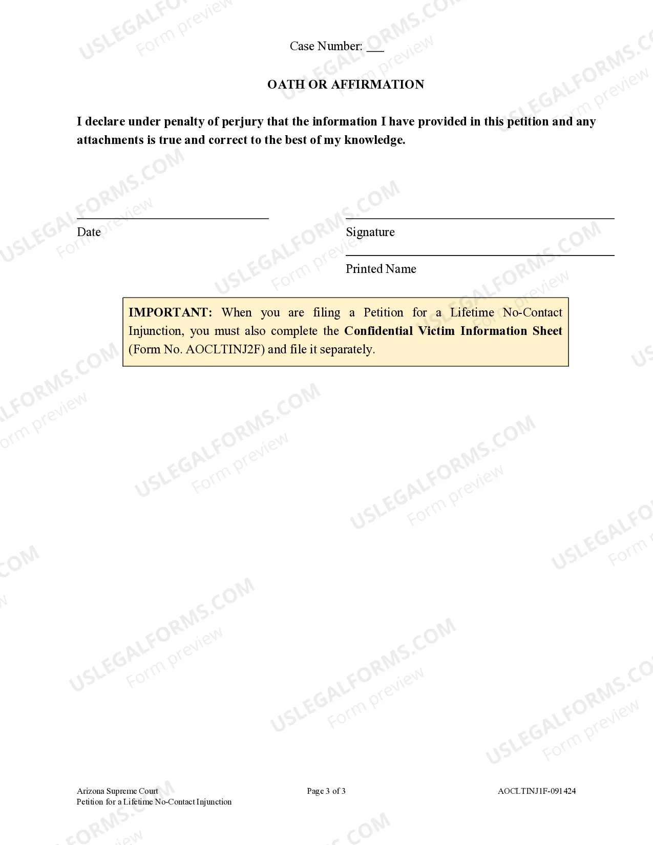 Preview Petition for a Lifetime No-Contact Injunction